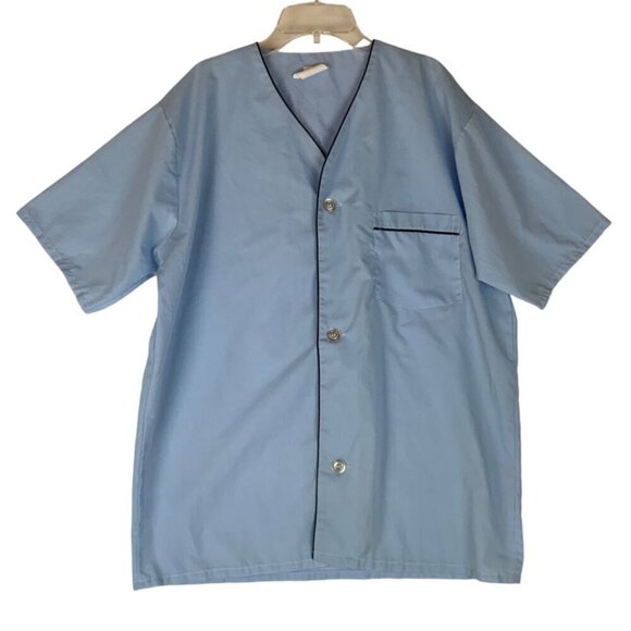 Vintage Sears Pajama Set Top Shorts Mens Size Medium Light Blue Polyester Blend - Picture 2 of 8